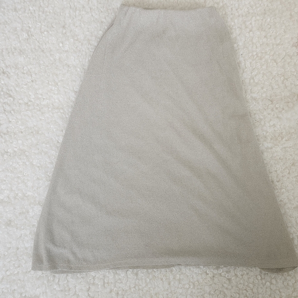 ZARA Knit Iridescent Midi Knit Skirt Beige Silver Shimmer Sz S Fairy Chic Boho - Picture 3 of 10